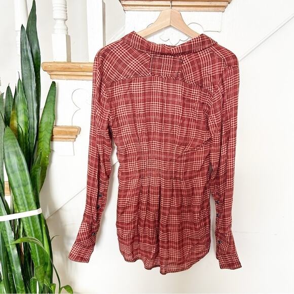 NWT Free People We The Free Red Combo Plaid Catalina Remade Shirt Combo Tunic S - Picture 8 of 10